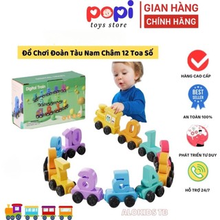 Đồ Chơi Đoàn Tàu Nam Châm Kéo 12 Toa Số – Đồ Chơi Gỗ Thông Minh Giáo Dục Sớm Cho Bé Học Đếm Và Màu Sắc