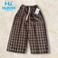Quần lửng kẻ caro, ống rộng, thời trang mùa hè - HiLiKhoiStore quần caro