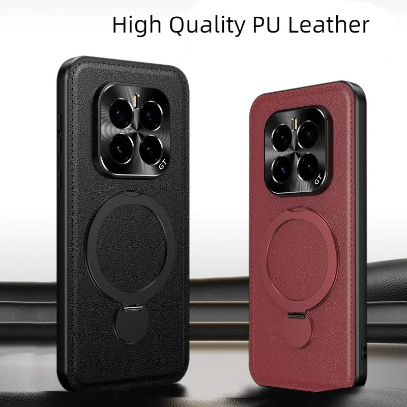 Dành Cho Honor GT Pro GTPro Ốp Lưng Da PU Sang Trọng 360o Giá Đỡ Vòng Từ Tính Kim Loại Bảo Vệ Ống Kính Máy Ảnh PC Vỏ Điện Thoại Cứng Cho Honor GT Pro