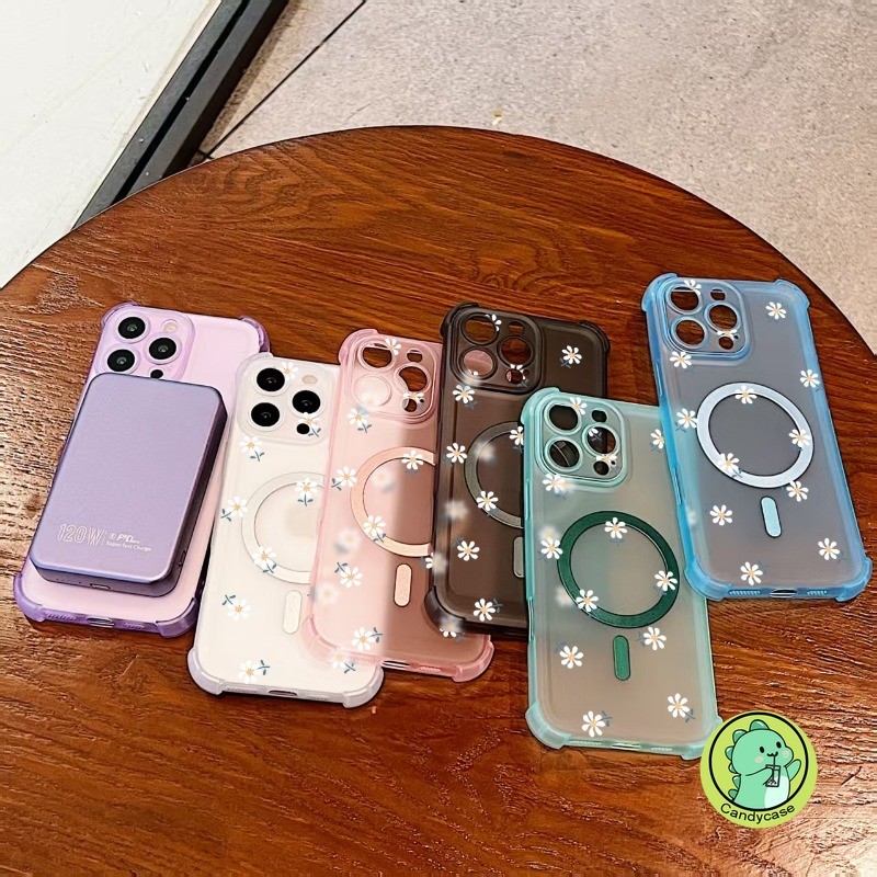 Ốp Điện Thoại Sương Tuyết Từ Tính Cho Samsung Galaxy S25 Edge S24 S23 S22 Plus Ultra S21 FE 5G 4G Matte Cover Hoạt Hình Dễ Thương Hoa Mềm AirBag Vỏ Chống Sốc