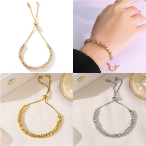 Thời Trang Thép Titan Vòng Tay Có Thể Điều Chỉnh Kim Loại Hạt Vòng Tay Retro Thiết Kế Thanh Lịch Vòng Tay Nữ Cô Gái Quà Tặng Phụ Kiện Trang Sức