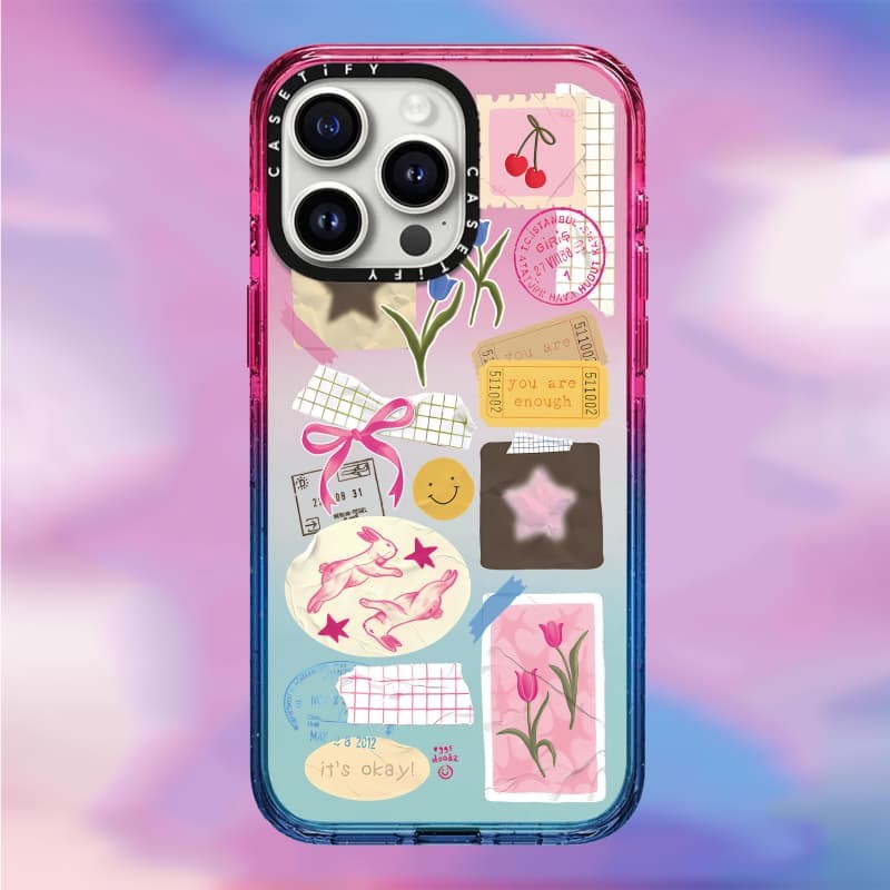 CASECASE X Ruy Băng Và Hoa Tulip Ốp Lưng Cạnh Đen Đào Haze Cotton Kẹo Bộ Sưu Tập Màu Sắc Trong Suốt Cứng Ốp Lưng Tác Động Cho Apple IPhone 12 13 14 15 16 Pro Max Plus Có Hộp