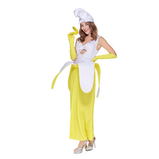 Trang phục Halloween trái cây màu vàng với hiệu ứng đặc biệt, phù hợp cho các buổi tiệc và lễ hội