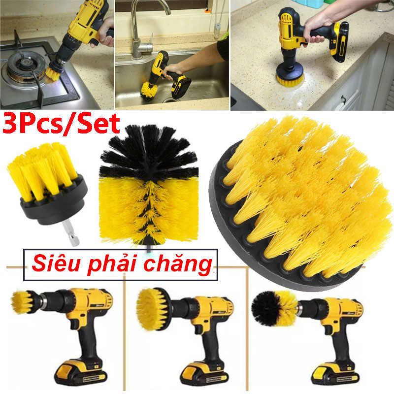 【3 Chiếc】 Điện Khoan-Brush Bộ Cho Thảm Phòng Tắm Bề Mặt Dụng Cụ Làm Sạch