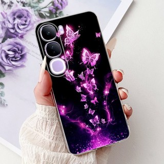 Dành Cho Vivo V40 Lite V2417 Vỏ Đá Cẩm Thạch Sang Trọng Hoa Mềm Silicon Trong Suốt Cho Vivo V40 Lite 4G 5G IDN Y200 Y300 2024 Ốp Lưng