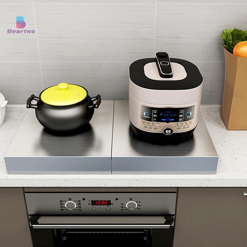 < Beartwo > Nồi cơm điện bằng thép không gỉ Khung bếp điện Giá đựng đồ nhà bếp Bếp Gas Tấm bảo vệ Tấm ốp đẹp