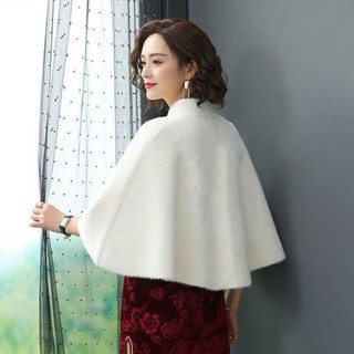 NCE Áo Len Ngắn Kết Hợp Khăn Choàng Giả Lông Mịn, Thời Trang Sang Trọng Cho Tiệc Cưới Và Dạ Hội Thu Đông