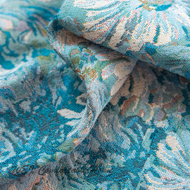Pháp Xanh Sơn Dầu Rèm Phong Cách Mục Vụ Phòng Ngủ Vịnh Cửa Sổ Bán Đen Jacquard Phòng Khách Hoàn Thành Rèm
