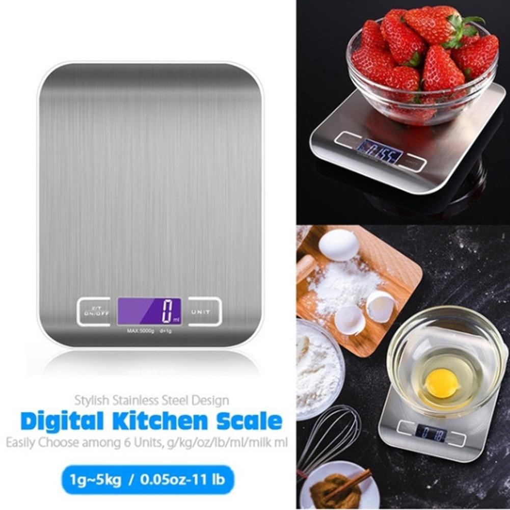 [Hàng có sẵn] Cân nhà bếp điện tử 5Kg Thép không gỉ dùng cho thực phẩm Cân kỹ thuật số chính xác Gram
