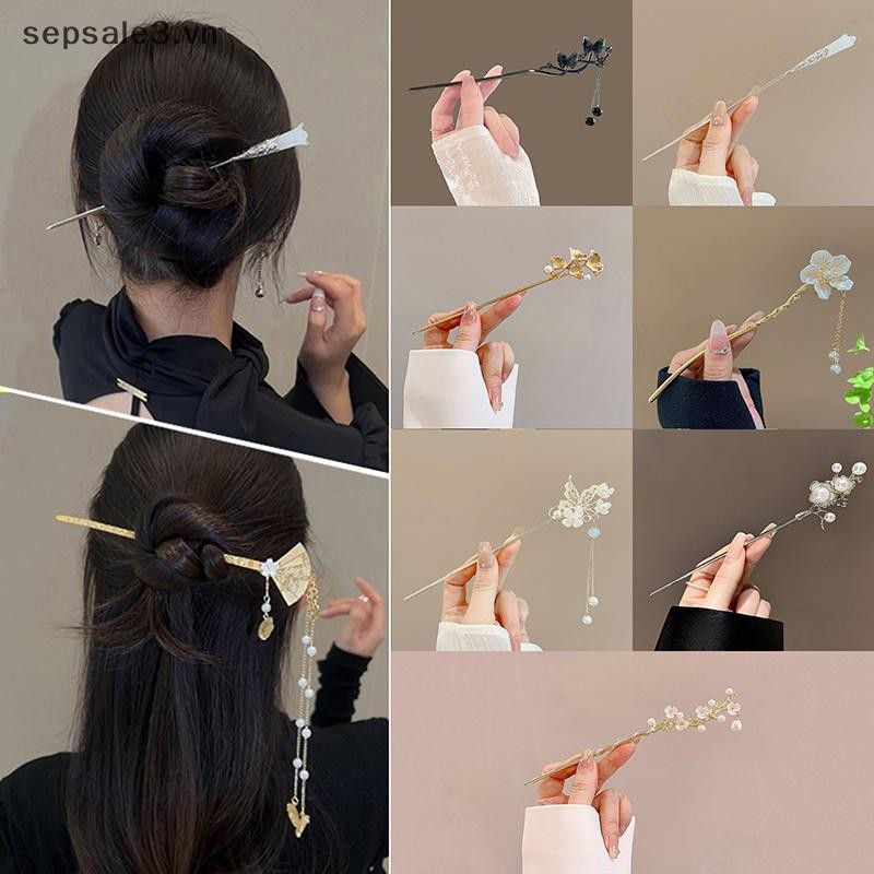 # Vn # Đũa Tóc Cổ Vintage Trung Quốc Nữ Tóc Dính Nữ Ngọc Trai Trang Sức Gậy Tóc Hanfu Mũ Đội Đầu Kẹp Tóc Phụ Kiện.