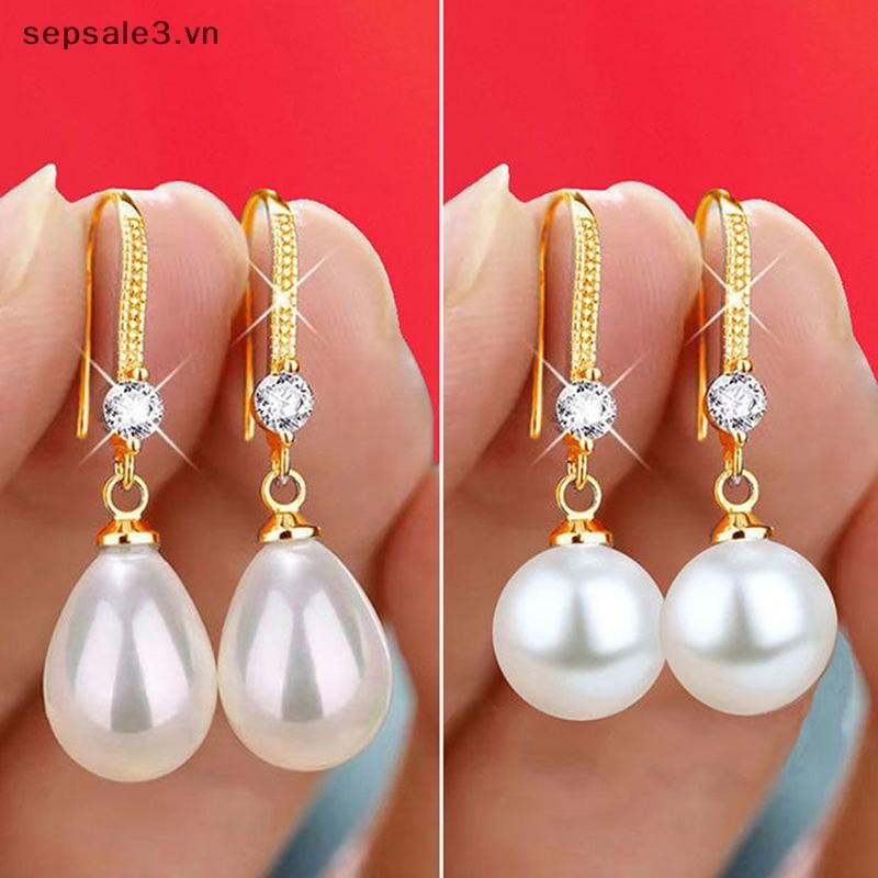 # Vn # Trang sức dành cho nữ Bông tai ngọc trai thả nước dành cho nữ Bông tai hình bầu dục ngọc trai tròn màu trắng đỏ đính hôn Đám cưới Quà tặng ngày lễ tình nhân.