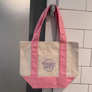 Trader Joe 's Mini Pastel Canvas Tote Túi vải màu pastel nhỏ Túi mua sắm thời trang