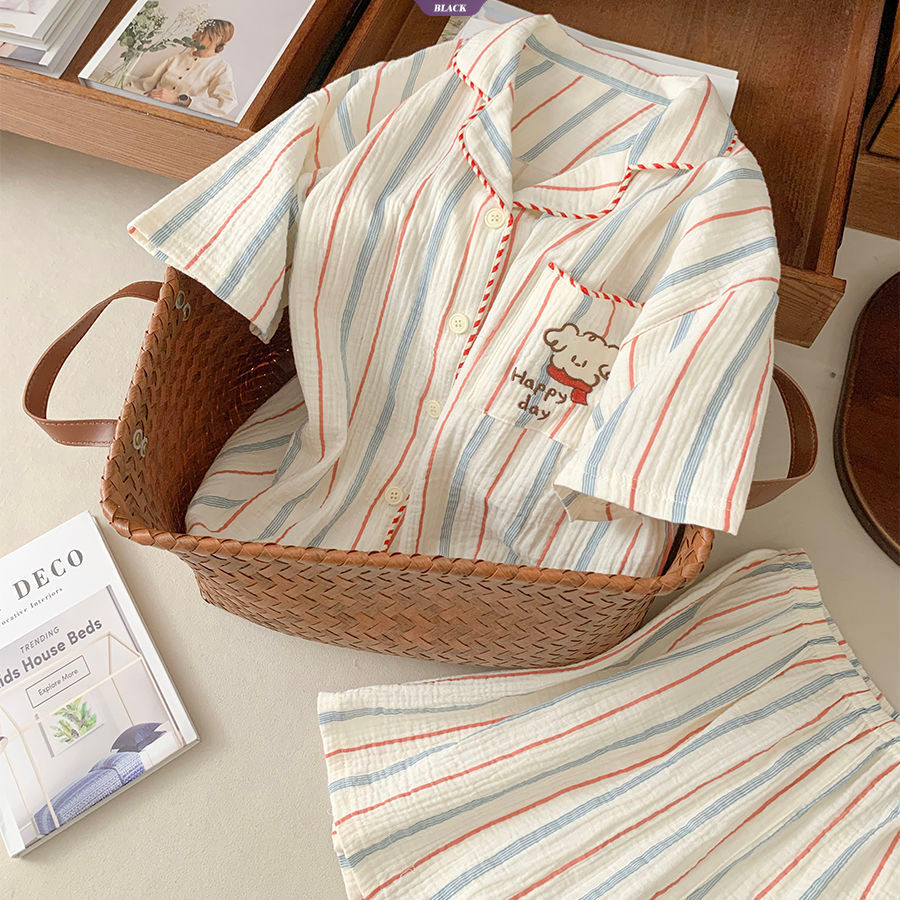 Bộ Đồ Ngủ Chó Xoăn Nữ Ins Phong Cách Mùa Hè Mới Dễ Thương Ngọt Ngào Quần Short Tay Ngắn Giá Trị Cao Bộ Quần Áo Gia Đình [BL]