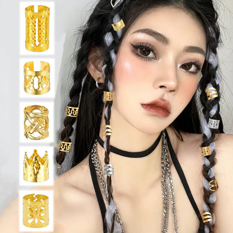 Bộ 40 bím tóc dây buộc có lõi kim loại rỗng, phụ kiện tóc đa dạng phong cách và màu sắc