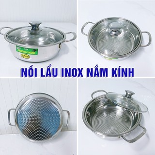 [Giá Xưởng] Nồi lẩu inox 304 Nắp kính đáy từ, size 22cm, 24cm,26cm,28cm  phù hợp ăn lẩu, xào thực phẩm