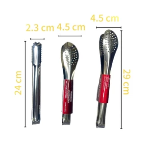 Dụng cụ gắp thức ăn, kẹp gắp inox tổ ong đầu tròn, gắp thực phẩm dễ dàng, dày chắc chắn