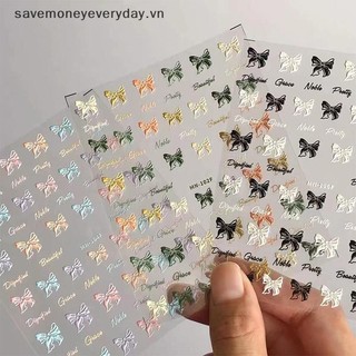[savemoneyeveryday] 1 Tờ Ren Nơ Móng Tay Nghệ Thuật Stckers 5D Dập Nổi Dán Móng Tay Nơ Ngọt Biết Thanh Trượt Tự Dính Cho Móng Tay Decorat [vn]