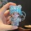 Móc khóa búp bê Monchhichi đính đá cho phụ nữ, đồ chơi nhồi bông dễ thương Hàn Quốc, móc khóa xe hơi, quà tặng