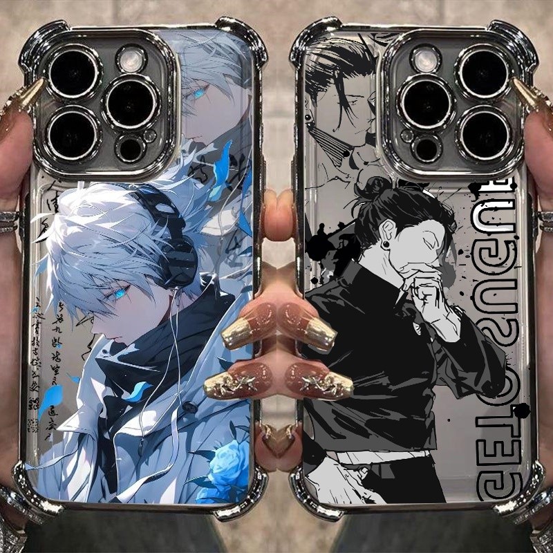 Anime Jujutsu Kaisen Geto Suguru Gojo Satoru Vỏ Điện Thoại Cho Iphone 7 8 6 6S Plus SE 2022 X XS Max XR 11 12 13 14 Pro Max 14 Plus Vỏ Điện Thoại Di Động Mạ Trong Suốt Mềm Chống Sốc