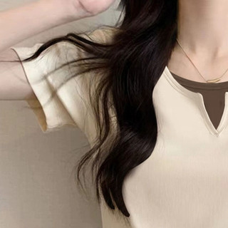 【Hạn giờ】Sáng Tạo Size Lớn MM Giả Hai Mảnh Áo Thun Thời Trang Thoải Mái Tay Ngắn Top