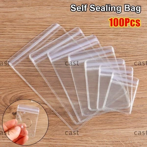CAST 100 Chiếc Túi Tự Niêm Phong, Túi Khóa Zip Có Thể Đóng Lại Bằng Nhựa PVC, Túi Trang Sức Trong Suốt Chống Bụi Bao Bì Quà Tặng Túi Bảo Quản