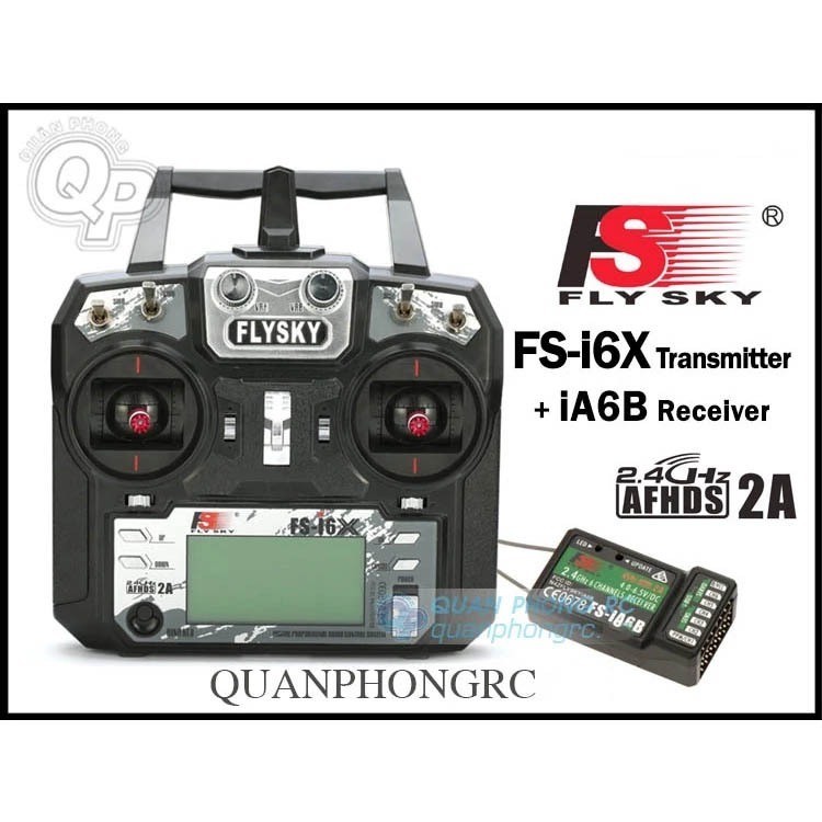 Tay điều khiển FLYSKY FS-i6X 2.4GHz AFHDS + FS-iA6B / iA10BReceiver ...