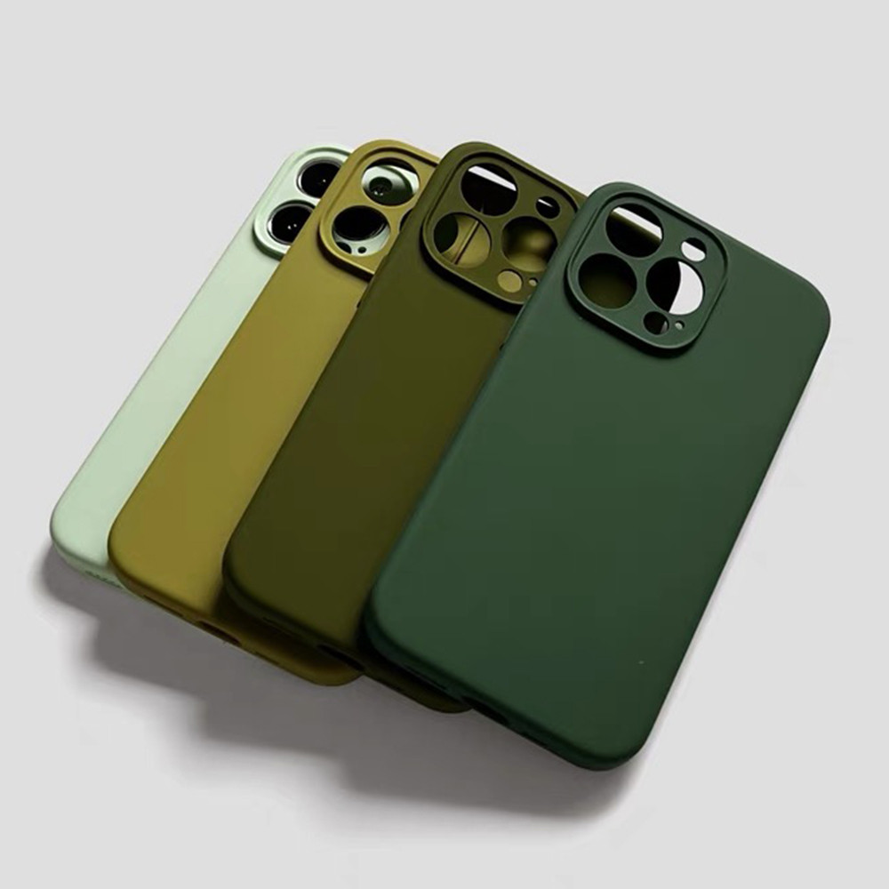Bean Green Liquid Silicone Chính Xác Bảo Vệ Ống Kính Ốp Điện Thoại Cho iPhone 16 Pro Max 16 Plus 15 Pro Max 14 13 12 11 Pro Max Vỏ Chống Sốc
