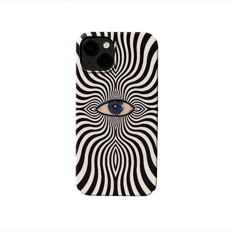 Ốp điện thoại QYJS mắt đen trắng phong cách ins dùng cho IPhone 11 12 PRO 14 15 16 PLUS 13 14 15 16 ProMAx XR XR XSMAX SE 7 8 plus Ốp cứng điện ảnh mẫu cá tính thời trang UAEB
