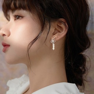 S925 Bạc Anh Đào Ngọc Trai Bông Tai Trang Sức Thời Trang Đơn Giản Quà Tặng Nữ