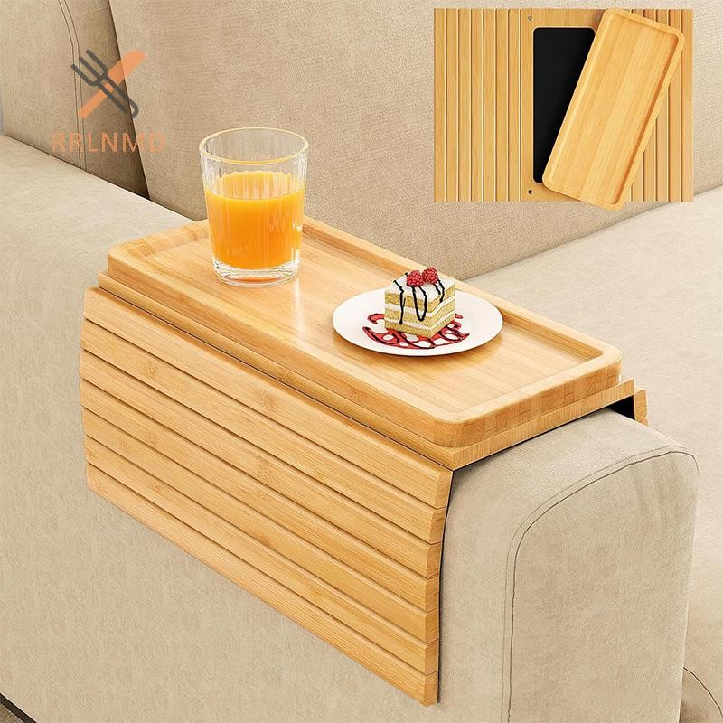 Rrlnmd Ghế Đựng Cốc Tự Nhiên Chống Trơn Trượt Sofa Tre Tay Khay Có Thể Gập Lại al Sofa Cốc Cho Cốc Điều Khiển Từ Xa MỚI