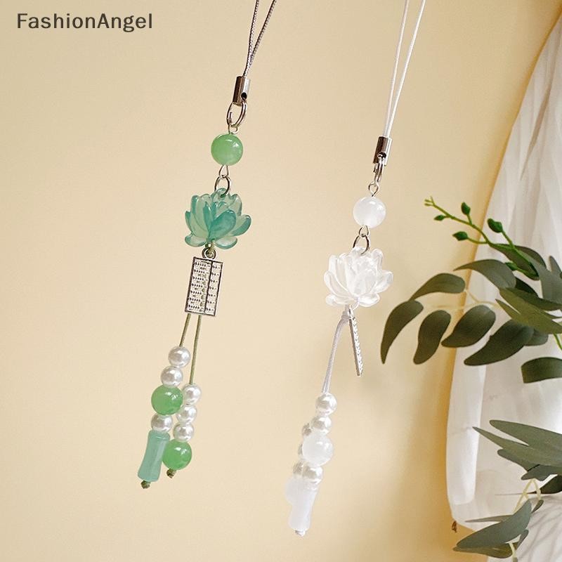Fashionangel Hoa Sen Mặt Dây Chuyền Móc Khóa Điện Thoại Hạt Trang Trí Phong Cách Trung Hoa Phụ Kiện Quà Tặng Máy Ảnh Dây Xích Túi Mặt Dây Chuyền VN