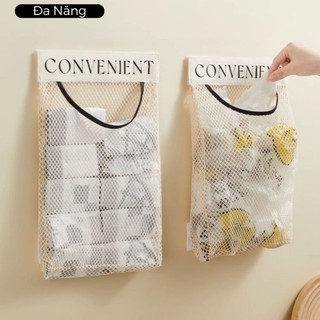 Túi lưới đựng đồ đa năng dán tủ bếp,Giỏ túi đựng tất vớ Túi đựng đồ lót dán tường cạnh tủ,Túi lưu trữ túi bóng rác SUNND