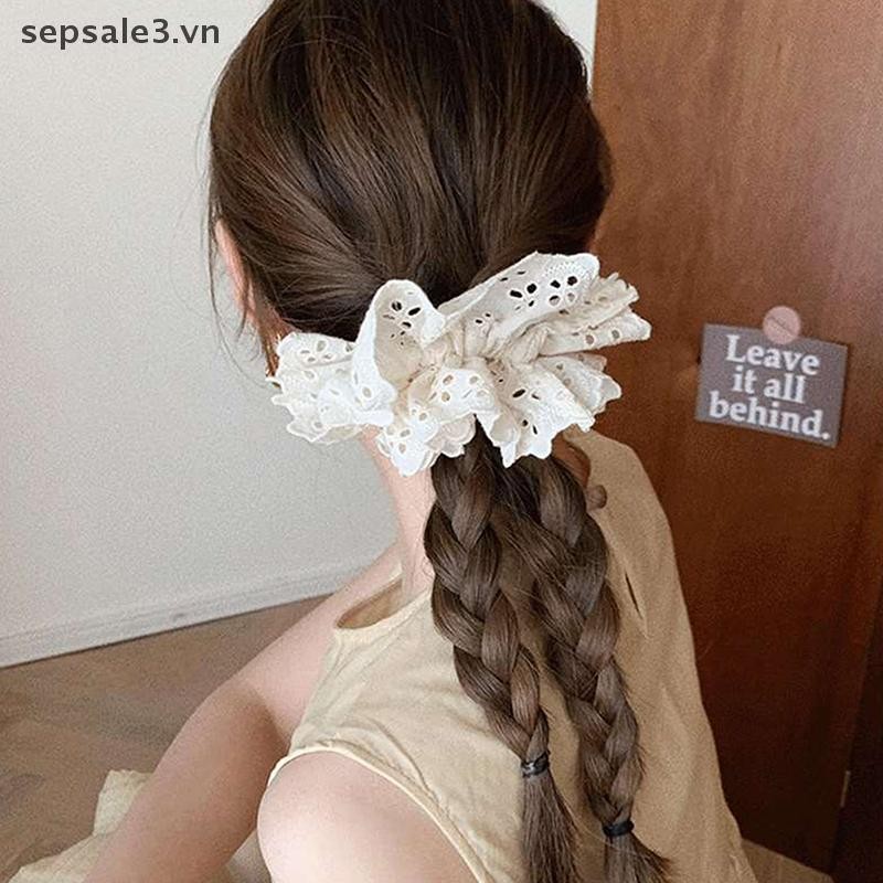 # Vn # 1PC Dây buộc tóc Cotton quá khổ kiểu Pháp Scrunchie dành cho nữ Dây buộc tóc đuôi ngựa co giãn Phụ kiện tóc nữ hai lớp.