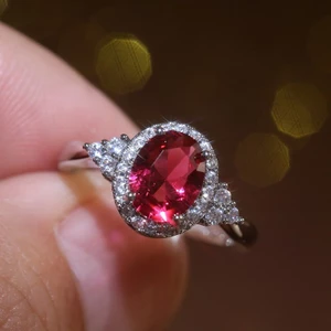 Nhẫn Ruby Bạc S925 Trang Sức Thời Trang Đơn Giản Quà Tặng Nữ 5