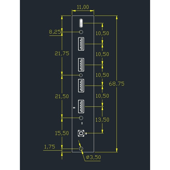 Jmt USB 3.0 Bảng điều khiển phía trước Hub IO Panel USB3.0 + USB2.0 + Type-C 20G + Công tắc LED cho vỏ PC Khung máy tính để bàn