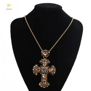 Vòng Cổ Chữ Thập PPY Màu Bạc Với Pha Lê Gothic Biểu Tượng Thánh Giá Unisex Trang Sức