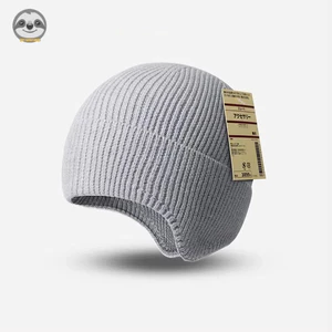 Phong cách Nhật Bản Muji Style / Mũ len dày bảo vệ tai / Mũ dệt kim pha trộn len chống gió / Mũ chui đầu ấm áp mùa thu đông
