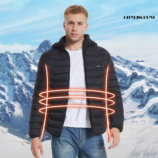 Di 19 Zone Hot Spots Áo sưởi ấm Tấm than chì Áo khoác sưởi ấm bằng sợi Carbon Áo khoác Cotton Usb có mũ trùm đầu Áo khoác dây kéo dài cho 19 điểm nóng Áo khoác ngoài có thể giặt bằng tay