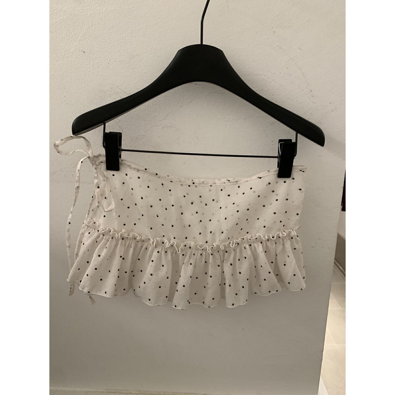 Milyfashion Ngọt Ngào Ren Rung Chấm Bi Đa Năng Váy Rèm Ngắn Váy Dài
