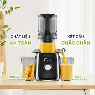 Máy ép chậm Hare HR SJ6388 công suất 300W 2 cốc chứa, ép kiệt 99% bảo hành 12 tháng