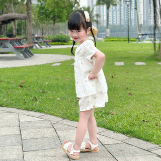[8-26kg] Set Bộ Hè Xô Linen Xịn Cộc Tay Mềm Cho Bé Gái Đi Học Đi Chơi- Trắng Tim Nâu