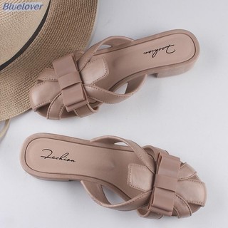 Bluelover Mùa Hè Phong Cách Mới Nữ Nửa Dép Phong Cách Mới Bên Ngoài Mặc Rỗng Dép Đế Bằng Giày Nữ Thời Trang Dép Mới