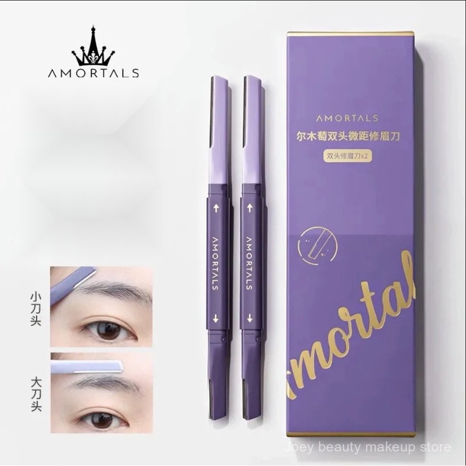 Máy tỉa lông mày AMORTALS, bộ hai đầu không làm tổn thương da, lưỡi dao sóng VPEO