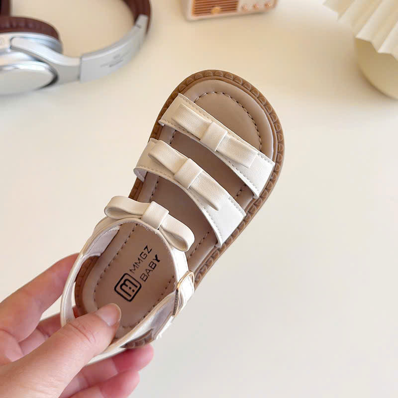 (hàng sẵn) sandal bé gái dép quai hậu xinh xắn 3 quai nơ xinh xắn mẫu mới MGBABY đen trắng cho bé từ 1 tuối  V7921