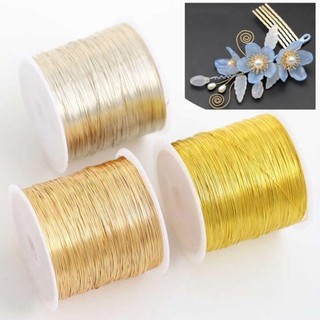 MARBLEM 100m / cuộn Dây đồng hợp kim bảo quản màu, Dây đồng thau tự làm 0,3mm 0,4mm, Đồ thủ công thủ công Mạ vàng Retro Kẹp tóc thủ công Dây đồng thau làm đồ trang sức