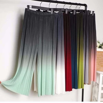1890 Lần Mua Lại Màu Gradient Quần Ống Rộng Nữ Xếp Ly Đến Mắt Cá Chân Chiều Dài Size Lớn Eo Cao Rời Drap Culottes Quần Ống Thẳng Nữ 1890 Lần Mua Lại Màu Gradient Quần Ống Rộng Nữ Xếp Ly Mắt Cá Chân-Le