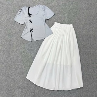 SET Nàng Thơ Bigsize Nữ (CÓ LẺ ÁO/VÁY) Áo Cổ Tròn Phối Yếm Kèm Váy Midi SET(A273/CV15)