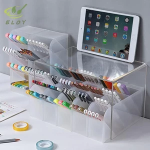 Bàn chải trang điểm nghiêng mờ trong suốt Hộp đựng môi Hộp đựng văn phòng phẩm đa chức năng VN