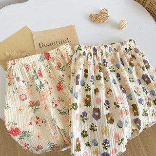 Quần chống muỗi mới cho bé gái mùa hè, quần dài rộng rãi họa tiết hoa cho trẻ em, quần dài mềm mại thoáng khí cho bé
