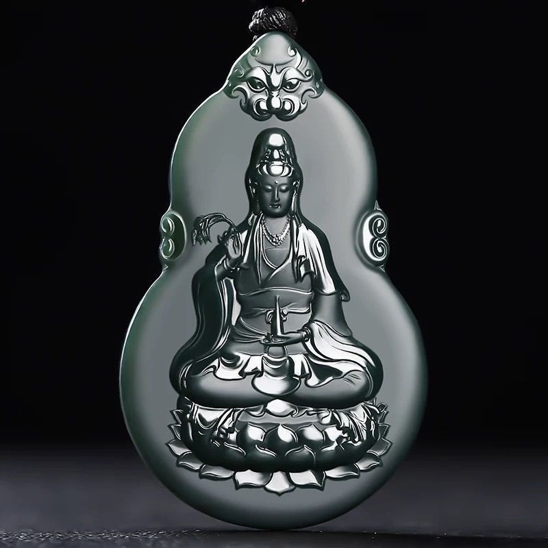 Mặt dây chuyền Sapphire Guanyin tự nhiên, Trang sức vòng cổ thời trang cổ điển